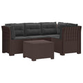 vidaXL Sofa ogrodowa dla 4 osób z poduszkami w stylu rattanowym PP