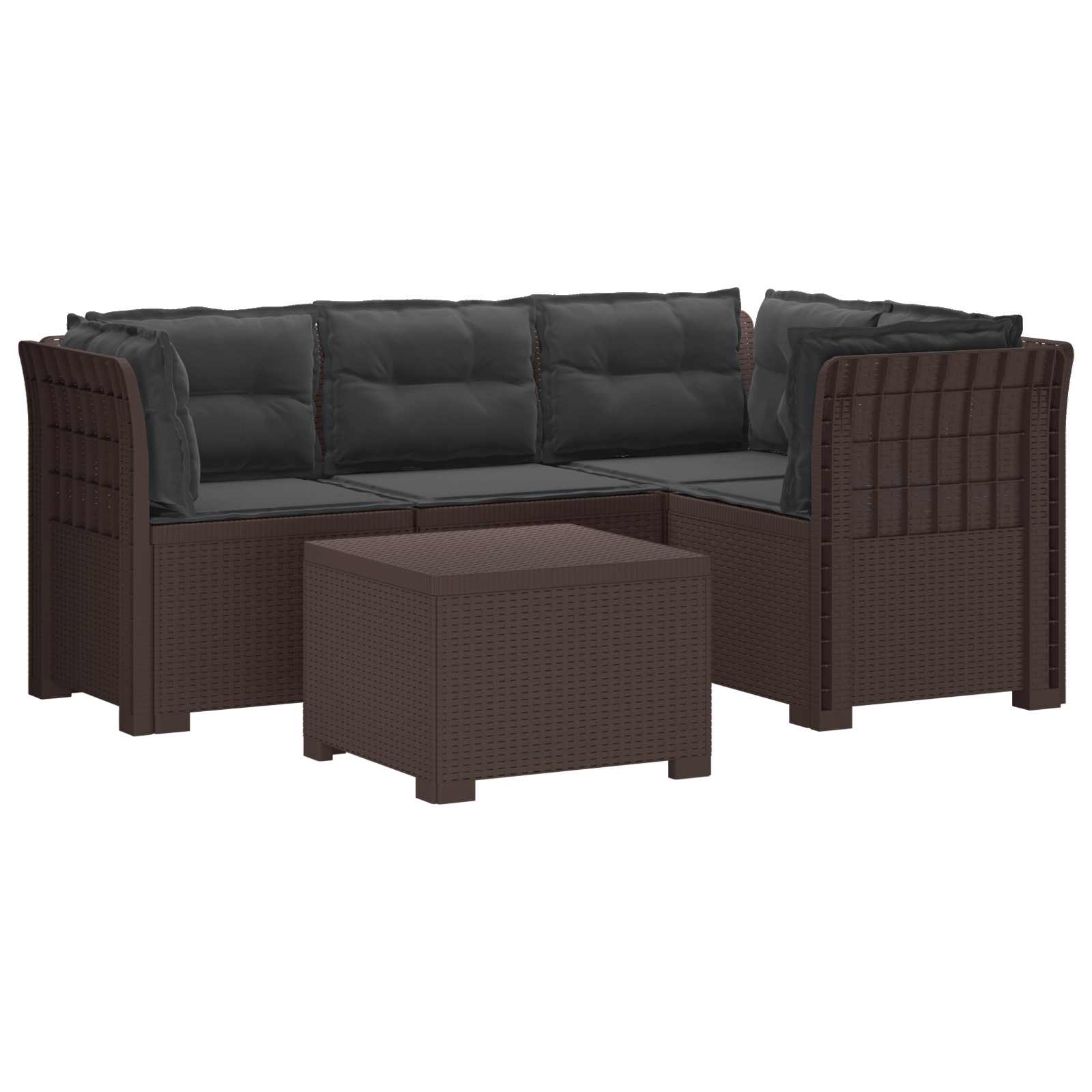 vidaXL Sofa ogrodowa dla 4 osób z poduszkami w stylu rattanowym PP