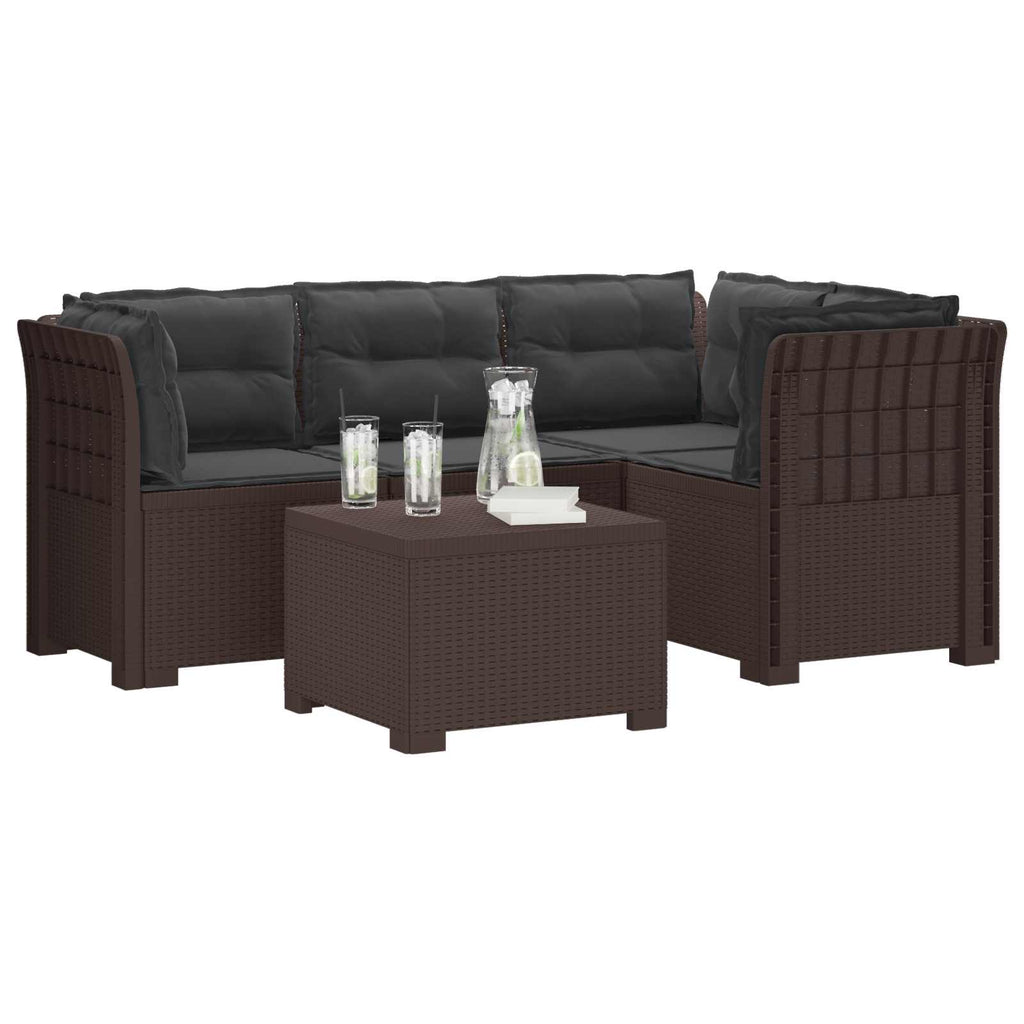 vidaXL Sofa ogrodowa dla 4 osób z poduszkami w stylu rattanowym PP