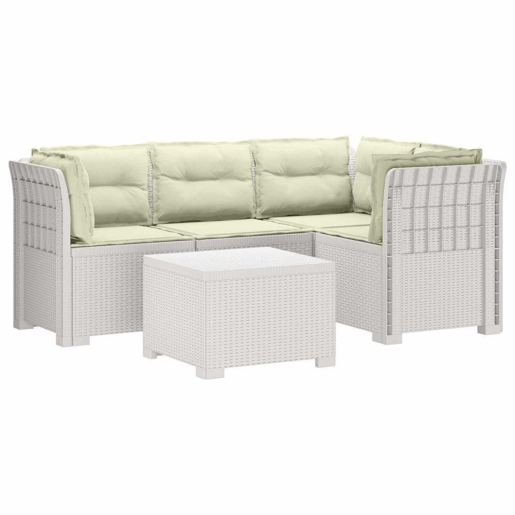 vidaXL Sofa ogrodowa dla 4 osób z poduszkami w stylu rattanowym PP