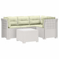 vidaXL Sofa ogrodowa dla 4 osób z poduszkami w stylu rattanowym PP