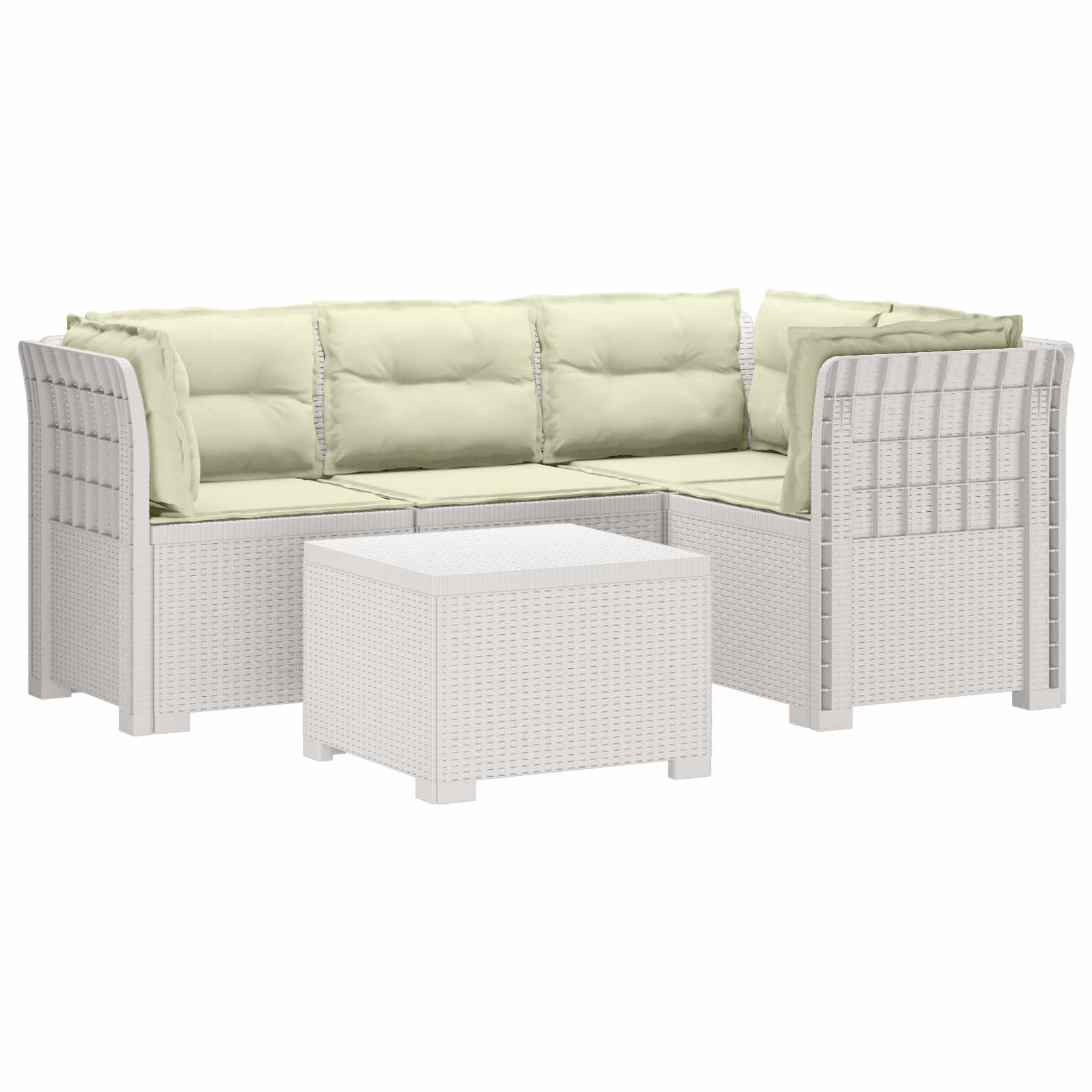 vidaXL Sofa ogrodowa dla 4 osób z poduszkami w stylu rattanowym PP