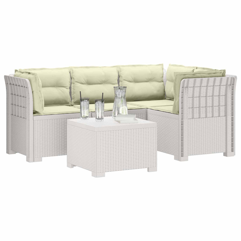 vidaXL Sofa ogrodowa dla 4 osób z poduszkami w stylu rattanowym PP