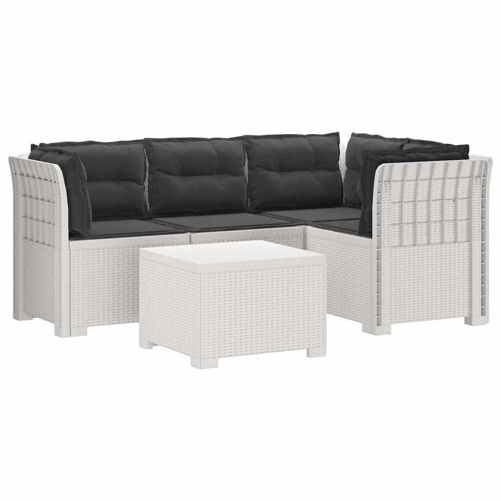 vidaXL Sofa ogrodowa dla 4 osób z poduszkami w stylu rattanowym PP