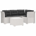 vidaXL Sofa ogrodowa dla 4 osób z poduszkami w stylu rattanowym PP