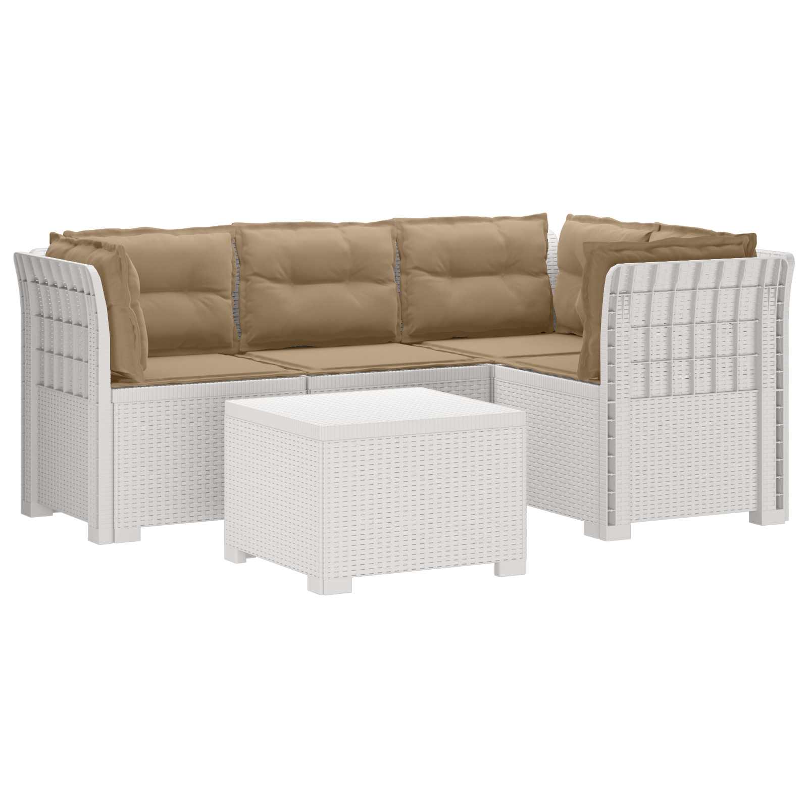 vidaXL Sofa ogrodowa dla 4 osób z poduszkami w stylu rattanowym PP