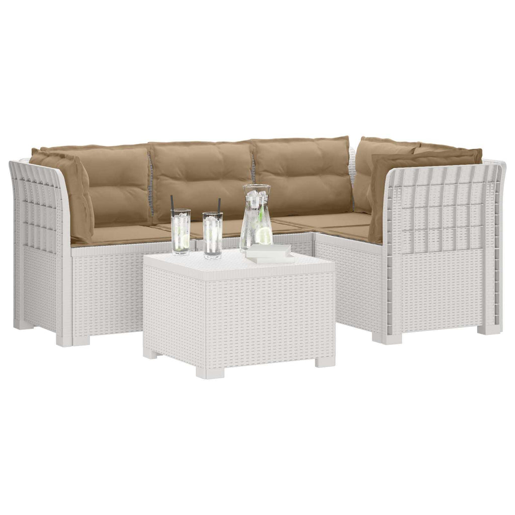 vidaXL Sofa ogrodowa dla 4 osób z poduszkami w stylu rattanowym PP
