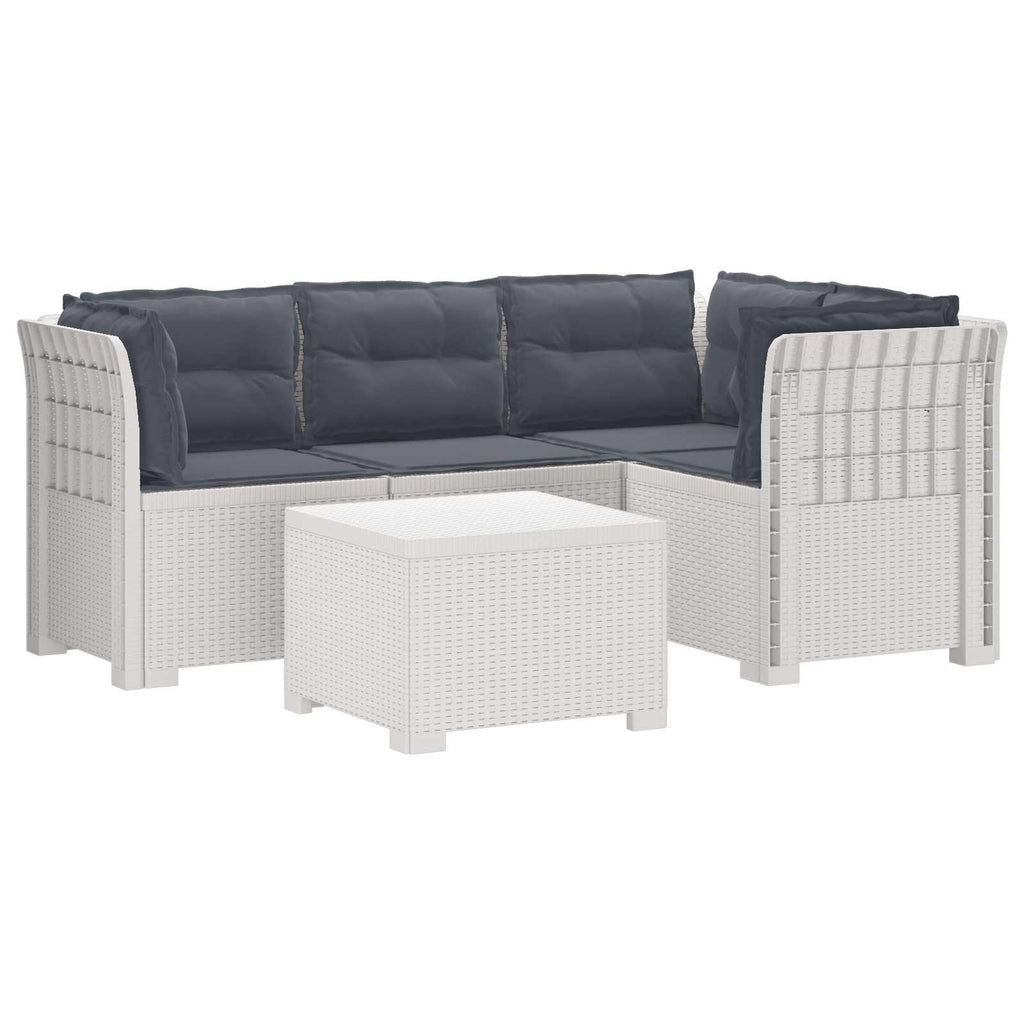 vidaXL Sofa ogrodowa dla 4 osób z poduszkami w stylu rattanowym PP