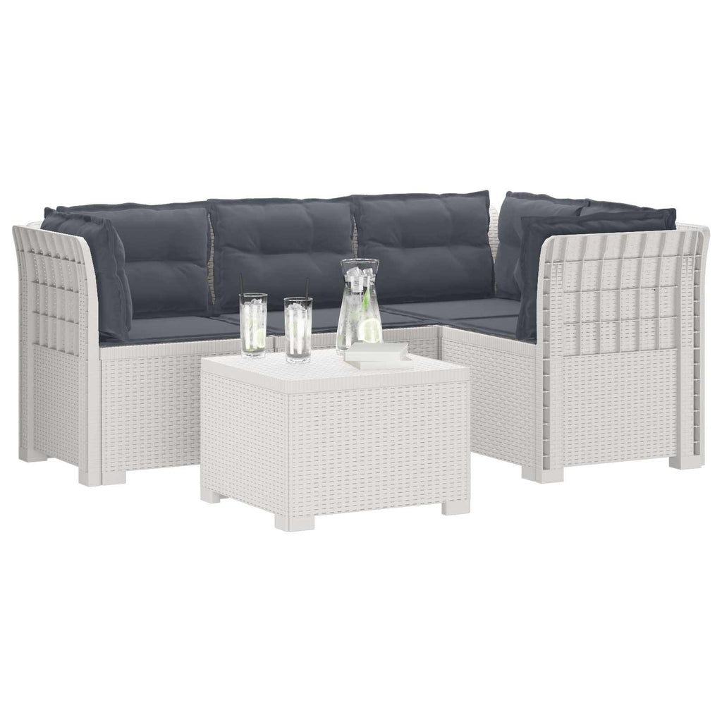 vidaXL Sofa ogrodowa dla 4 osób z poduszkami w stylu rattanowym PP