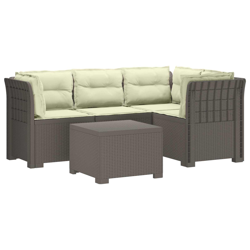 vidaXL Sofa ogrodowa dla 4 osób z poduszkami w stylu rattanowym PP
