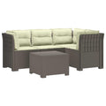 vidaXL Sofa ogrodowa dla 4 osób z poduszkami w stylu rattanowym PP