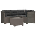 vidaXL Sofa ogrodowa dla 4 osób z poduszkami w stylu rattanowym PP