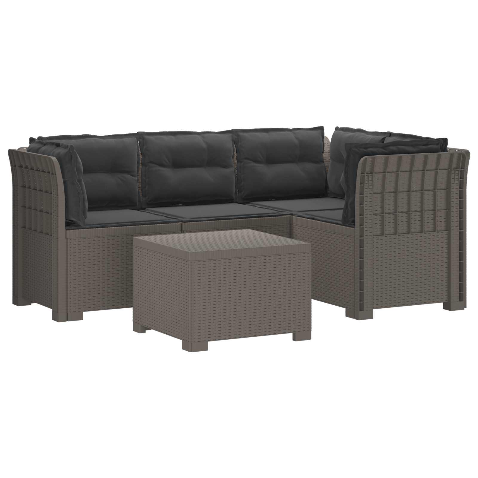 vidaXL Sofa ogrodowa dla 4 osób z poduszkami w stylu rattanowym PP