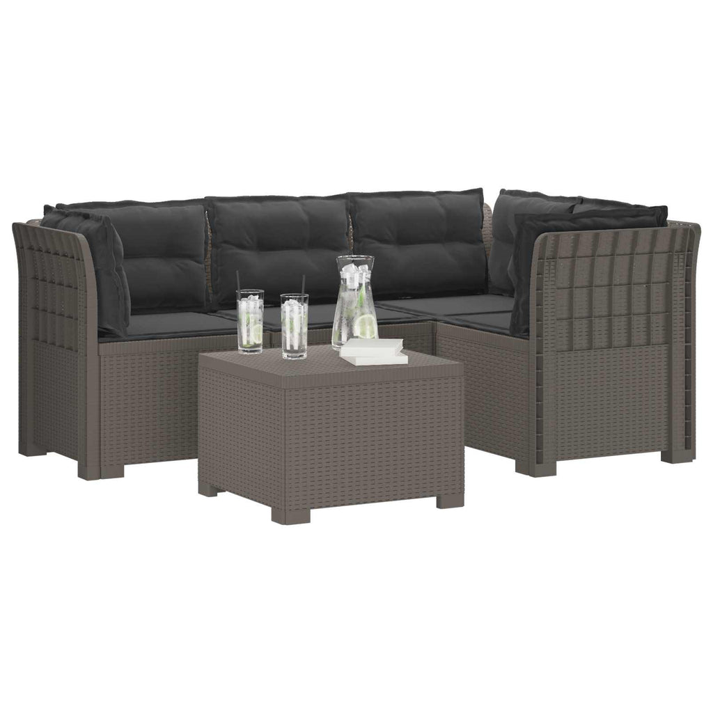 vidaXL Sofa ogrodowa dla 4 osób z poduszkami w stylu rattanowym PP