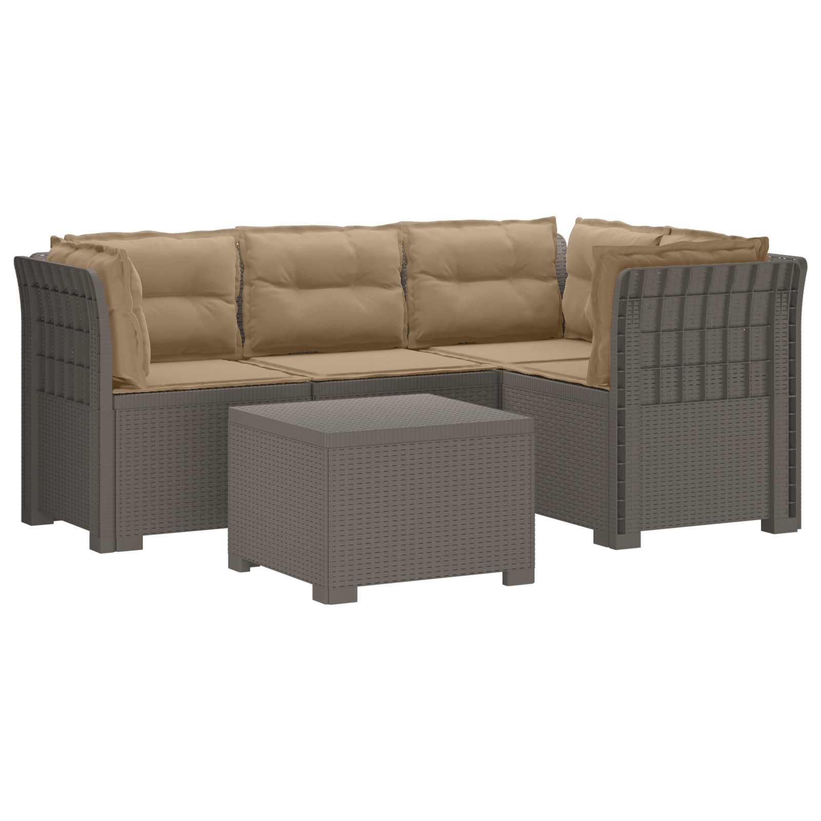 vidaXL Sofa ogrodowa dla 4 osób z poduszkami w stylu rattanowym PP