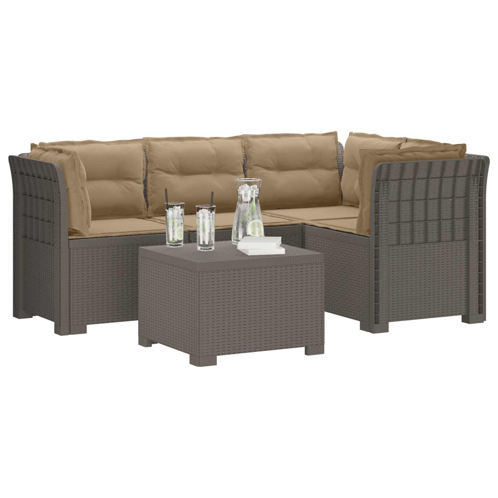 vidaXL Sofa ogrodowa dla 4 osób z poduszkami w stylu rattanowym PP