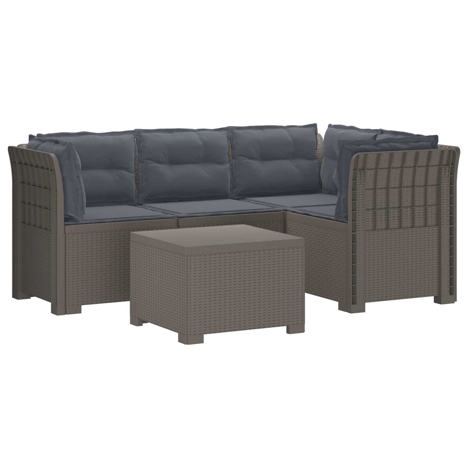 vidaXL Sofa ogrodowa dla 4 osób z poduszkami w stylu rattanowym PP