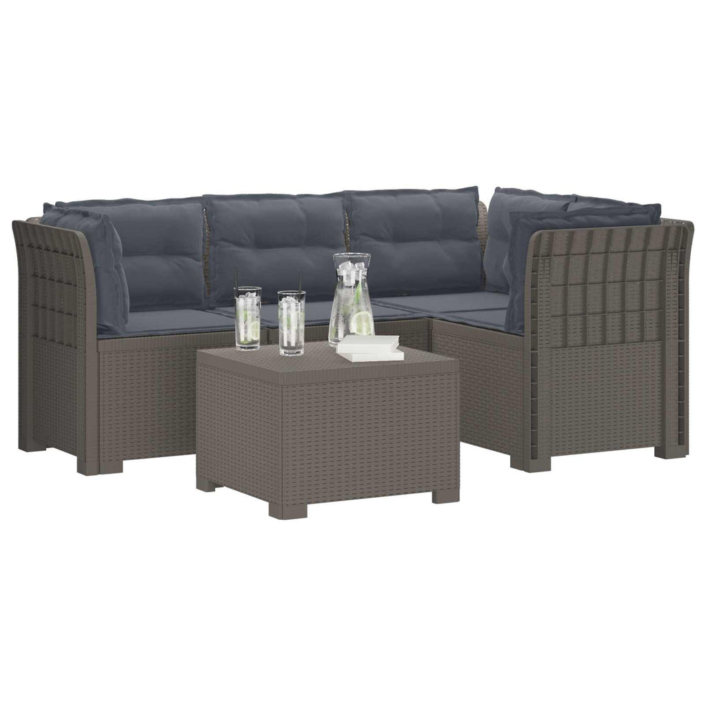 vidaXL Sofa ogrodowa dla 4 osób z poduszkami w stylu rattanowym PP