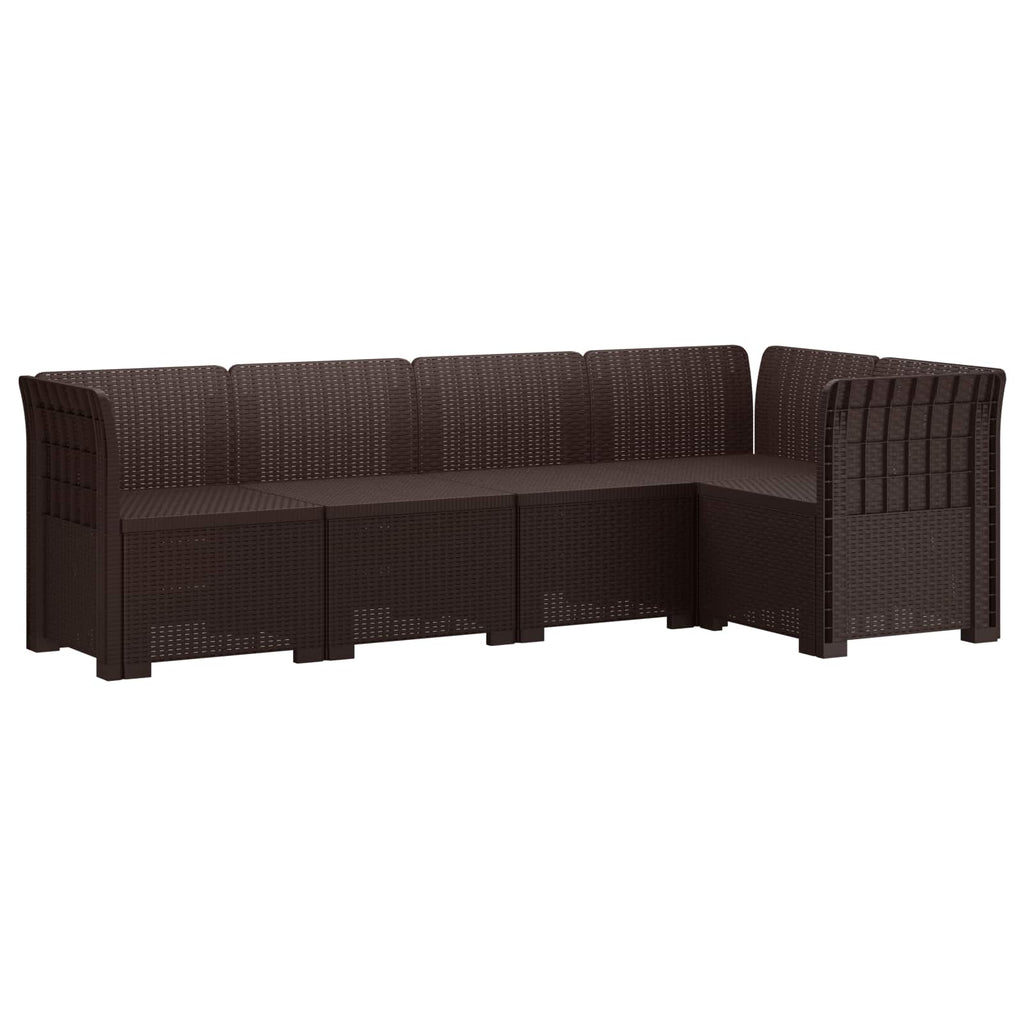 vidaXL 5-osobowa sofa ogrodowa w stylu rattanowym PP brązowy