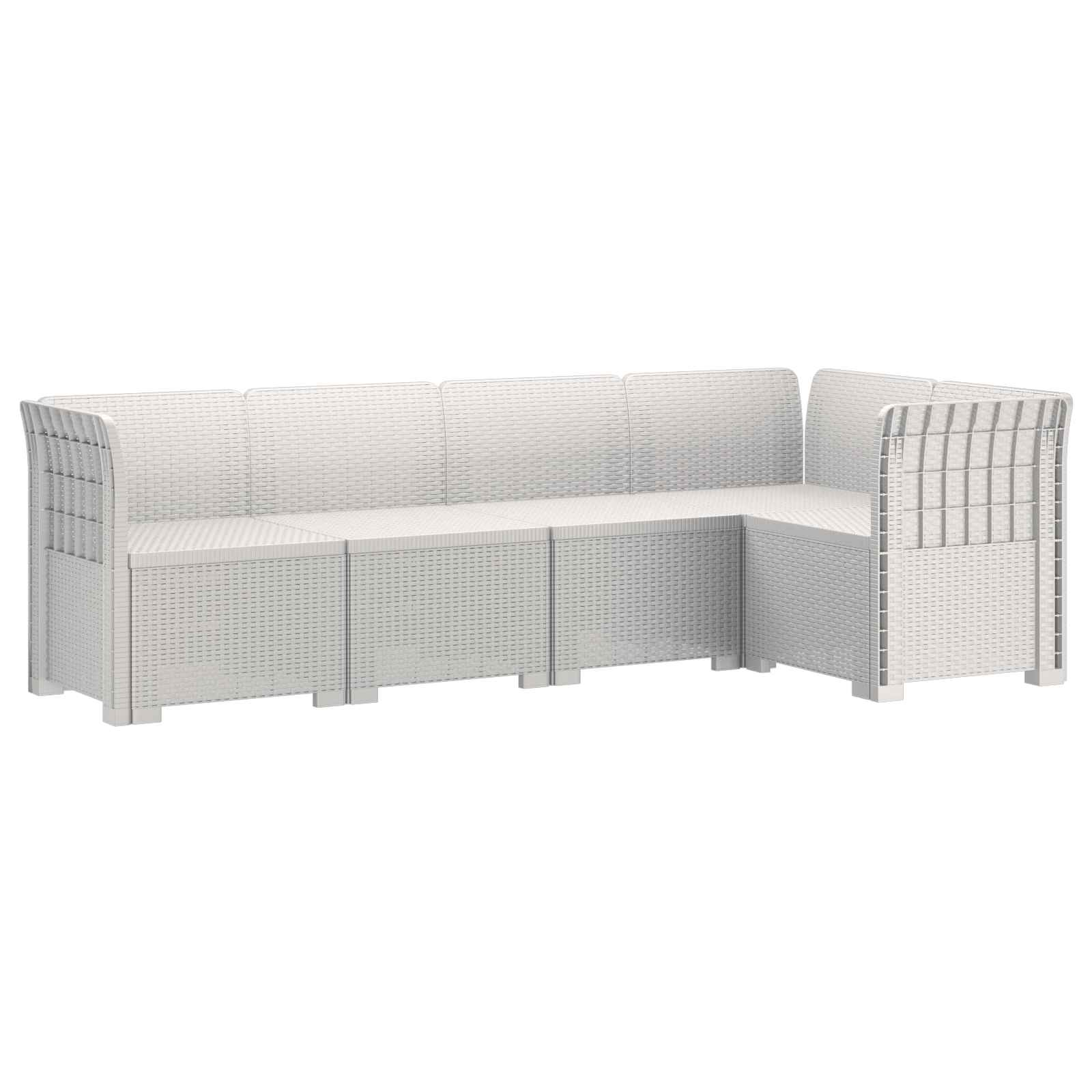 vidaXL 5-osobowa sofa ogrodowa w stylu rattanowym PP Biały