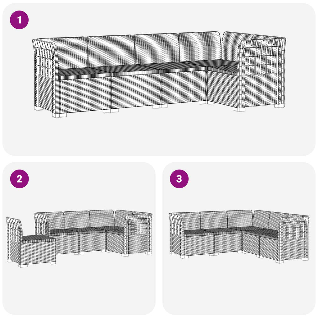 vidaXL 5-osobowa sofa ogrodowa w stylu rattanowym PP Biały
