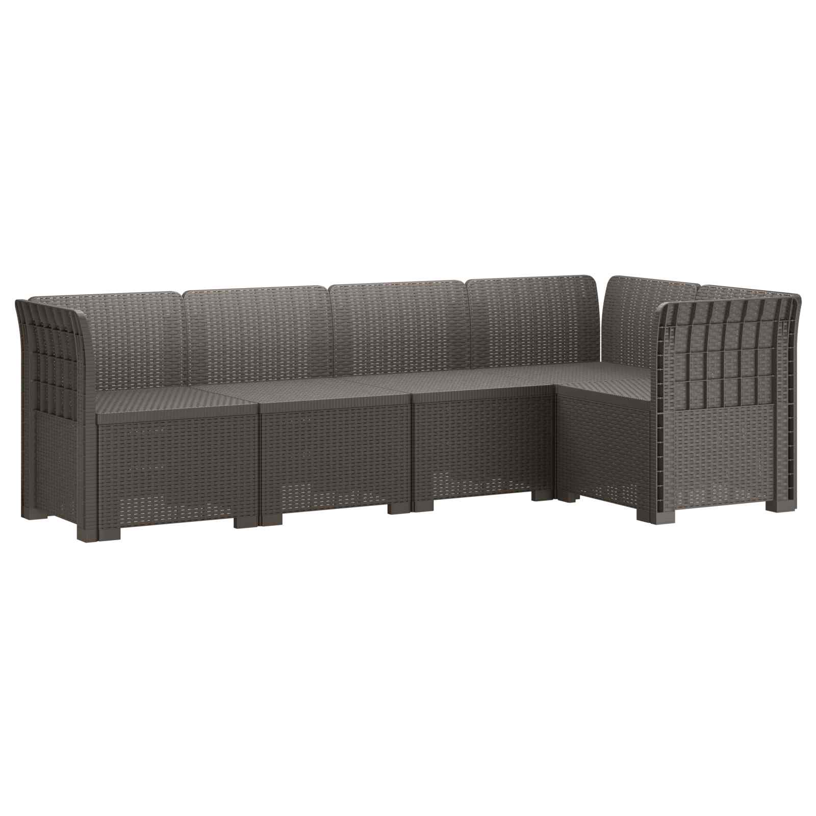 vidaXL 5-osobowa sofa ogrodowa w stylu rattanowym PP jasnoszary