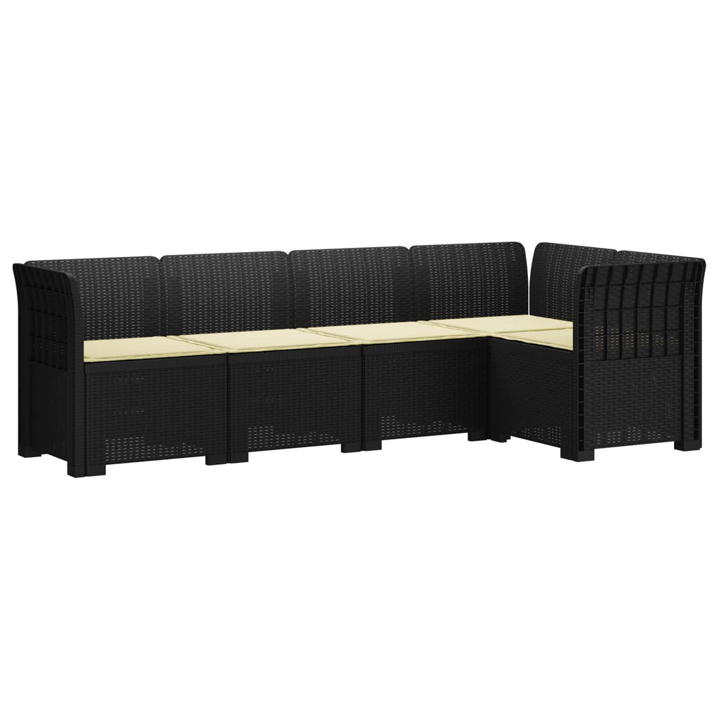 vidaXL 5-osobowa sofa ogrodowa z poduszkami w stylu rattanowym PP