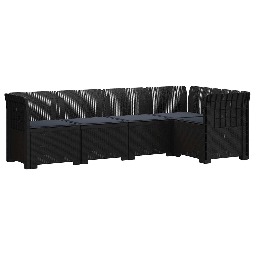 vidaXL 5-osobowa sofa ogrodowa z poduszkami w stylu rattanowym PP