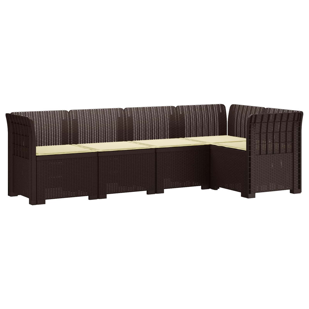 vidaXL 5-osobowa sofa ogrodowa z poduszkami w stylu rattanowym PP