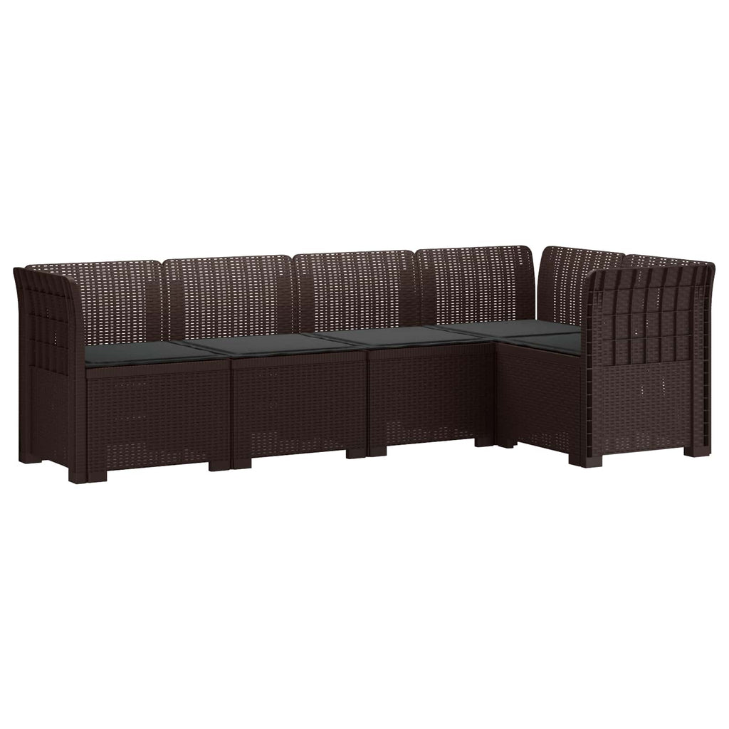 vidaXL 5-osobowa sofa ogrodowa z poduszkami w stylu rattanowym PP