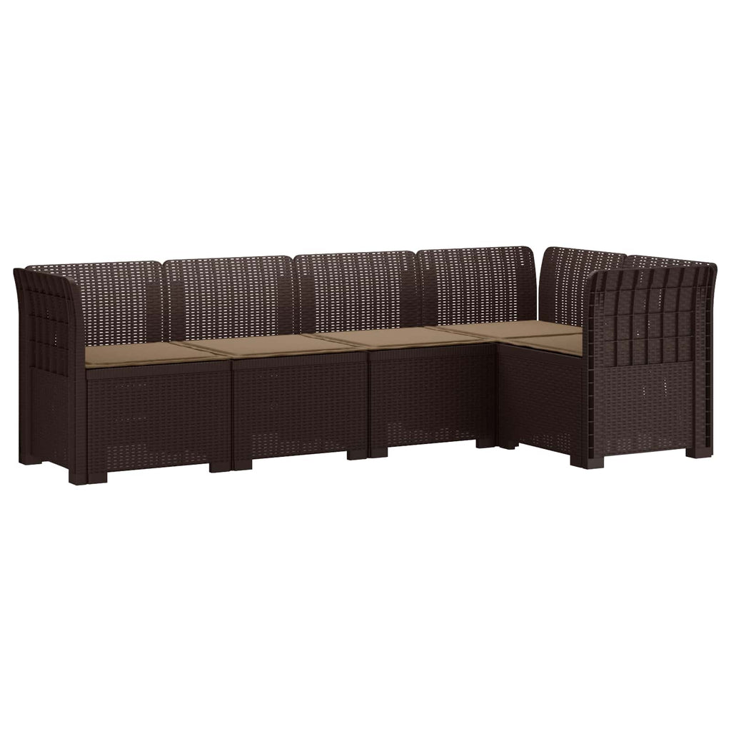 vidaXL 5-osobowa sofa ogrodowa z poduszkami w stylu rattanowym PP