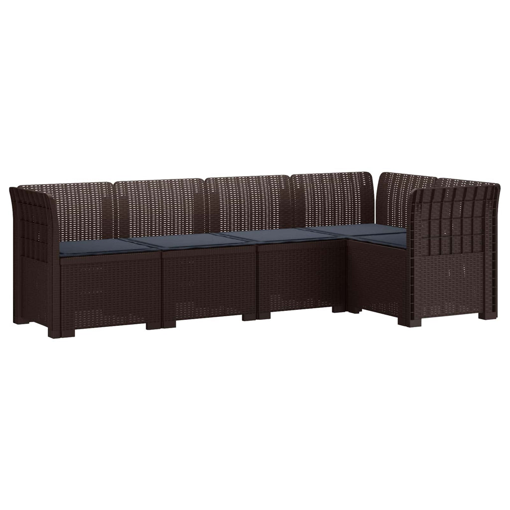 vidaXL 5-osobowa sofa ogrodowa z poduszkami w stylu rattanowym PP