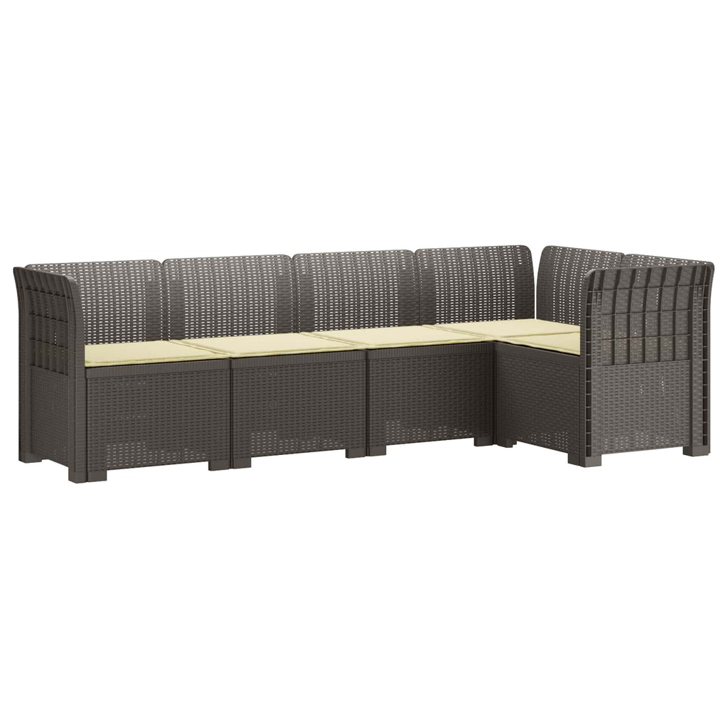 vidaXL 5-osobowa sofa ogrodowa z poduszkami w stylu rattanowym PP