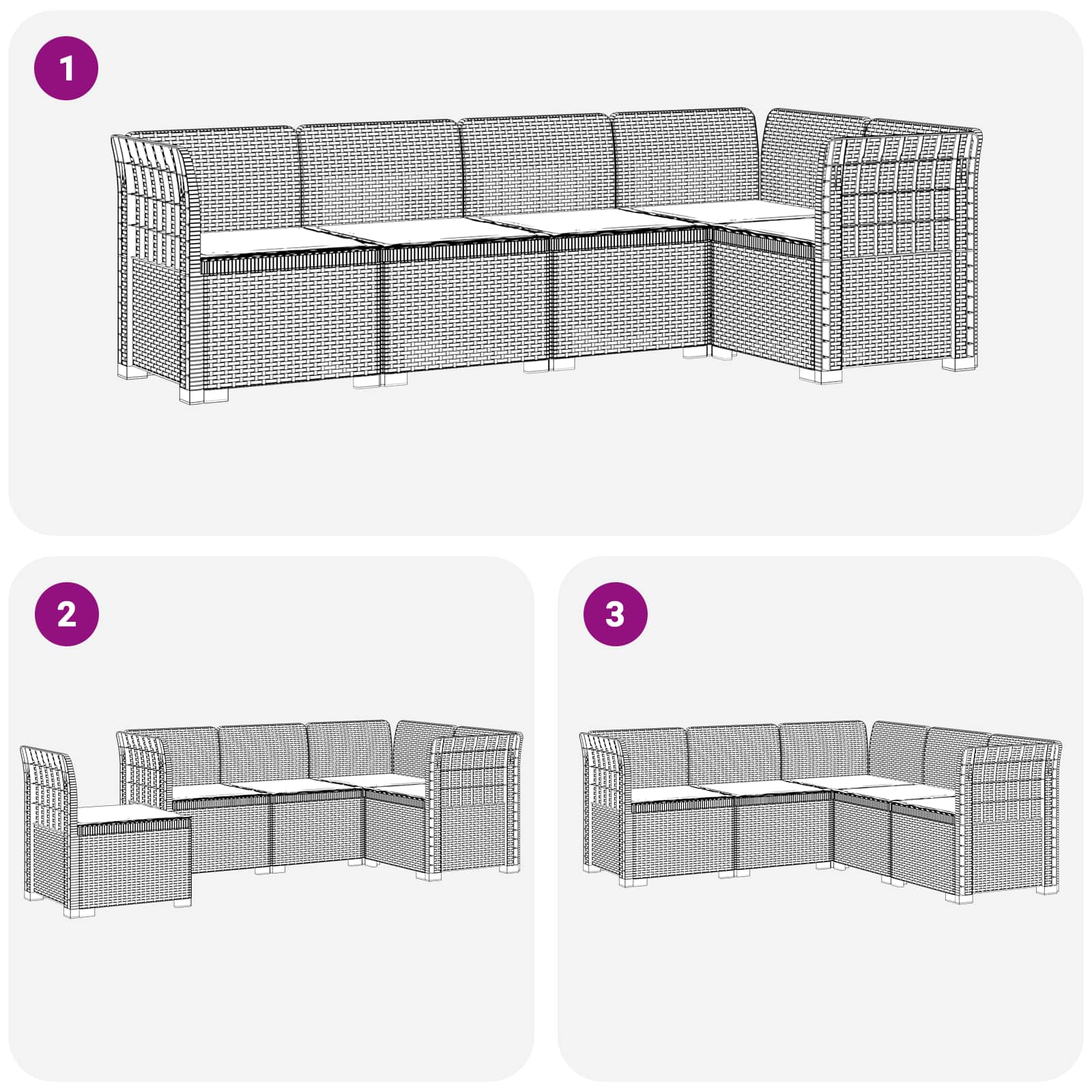 vidaXL 5-osobowa sofa ogrodowa z poduszkami w stylu rattanowym PP