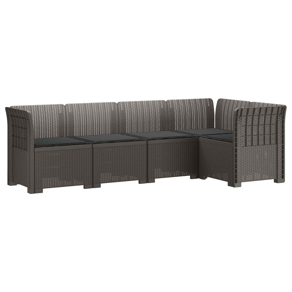 vidaXL 5-osobowa sofa ogrodowa z poduszkami w stylu rattanowym PP
