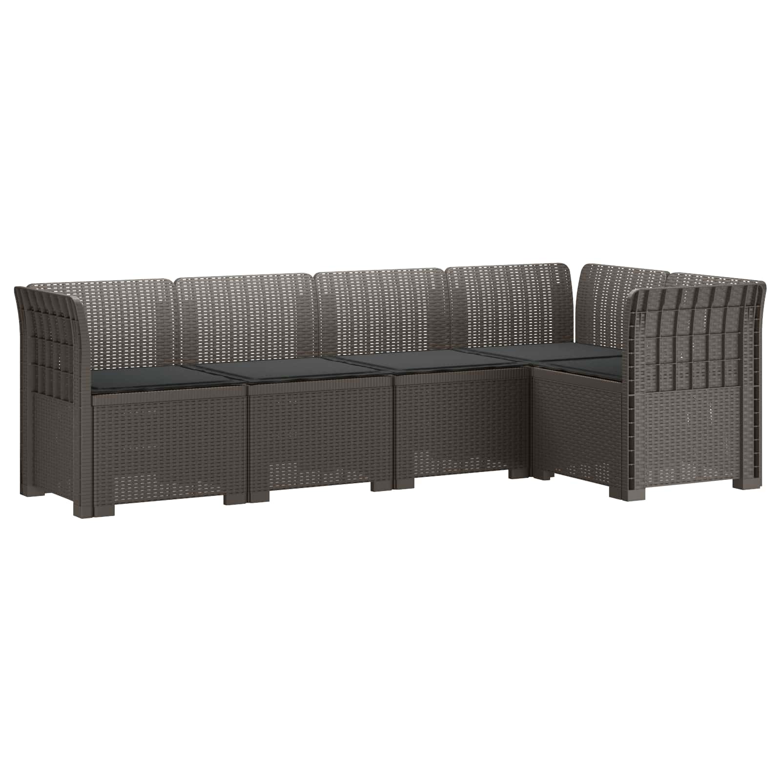 vidaXL 5-osobowa sofa ogrodowa z poduszkami w stylu rattanowym PP