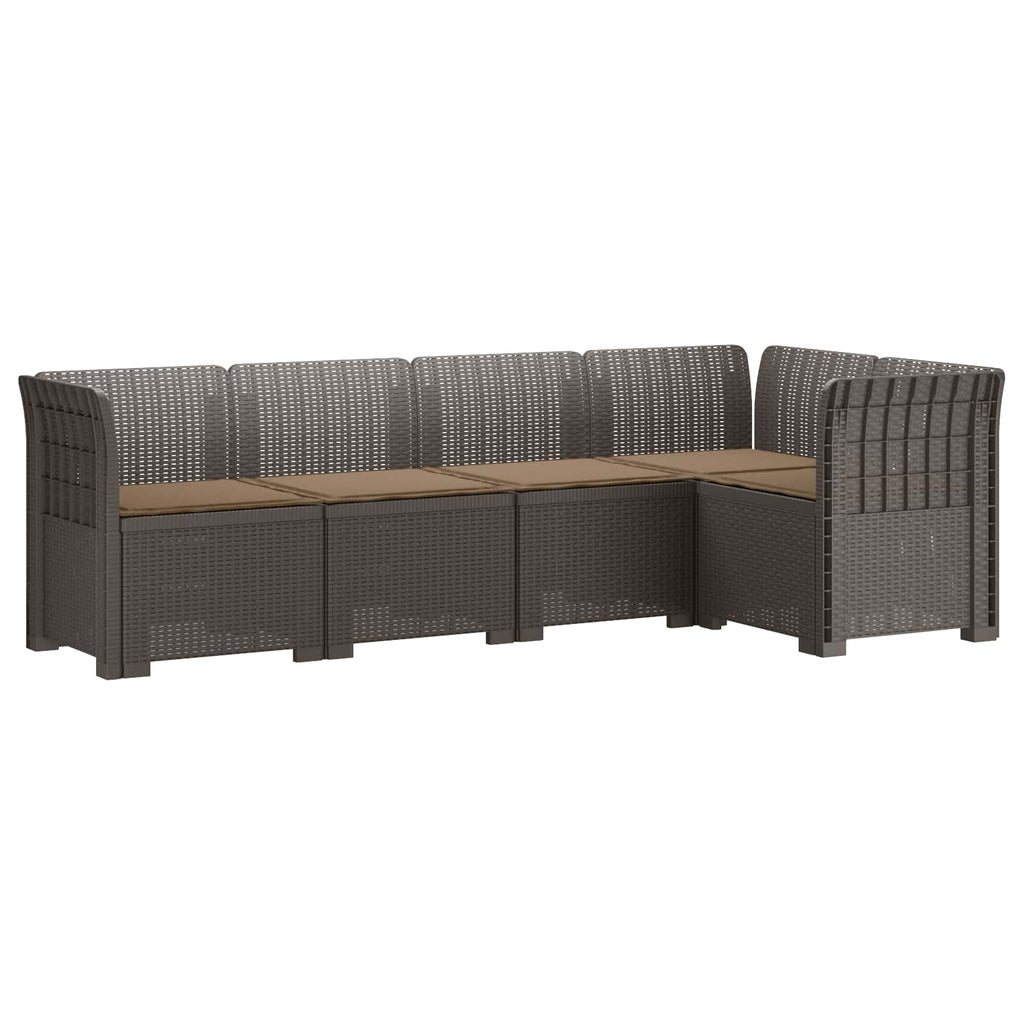 vidaXL 5-osobowa sofa ogrodowa z poduszkami w stylu rattanowym PP