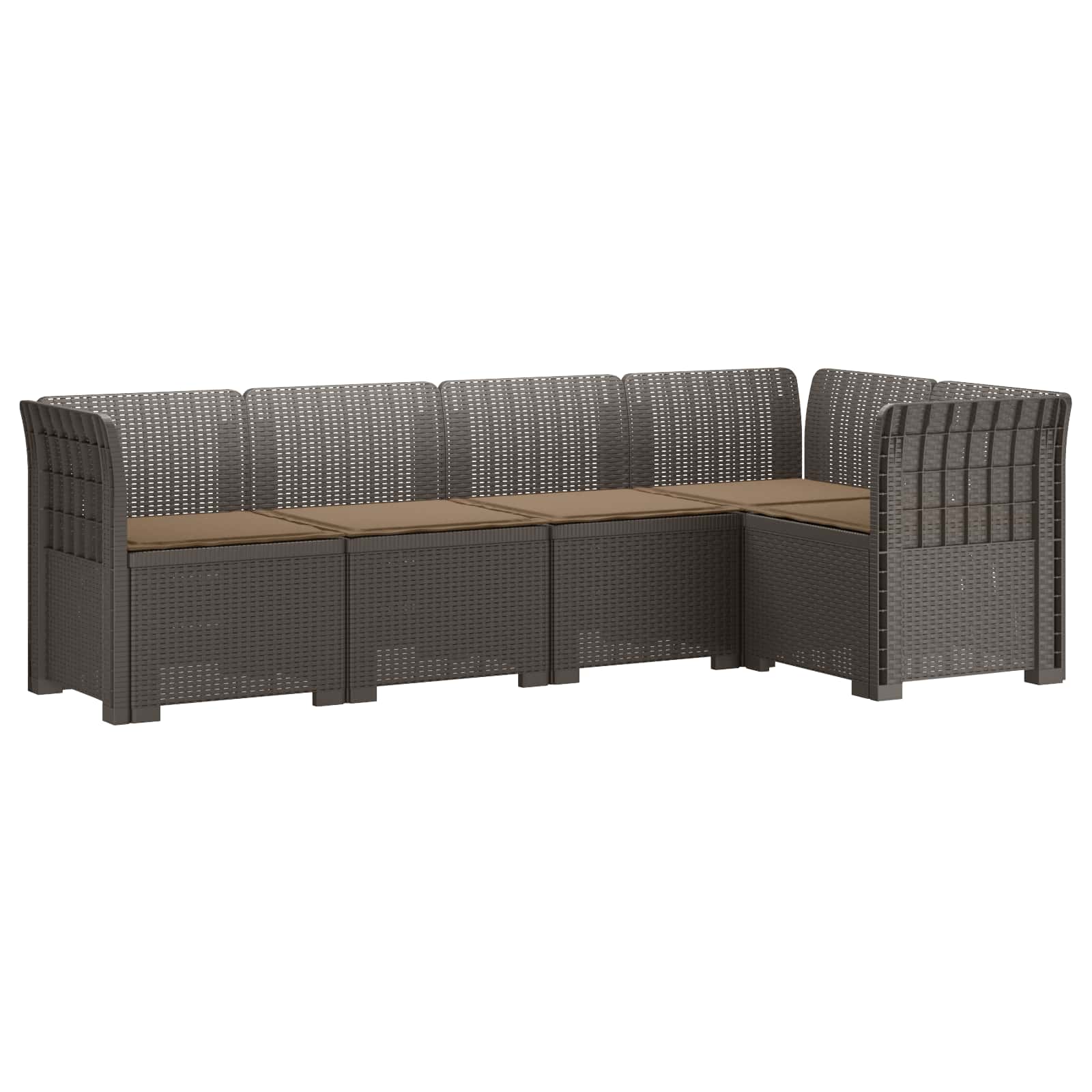 vidaXL 5-osobowa sofa ogrodowa z poduszkami w stylu rattanowym PP