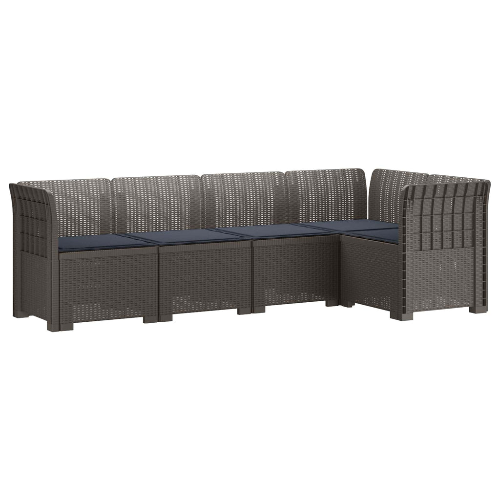 vidaXL 5-osobowa sofa ogrodowa z poduszkami w stylu rattanowym PP