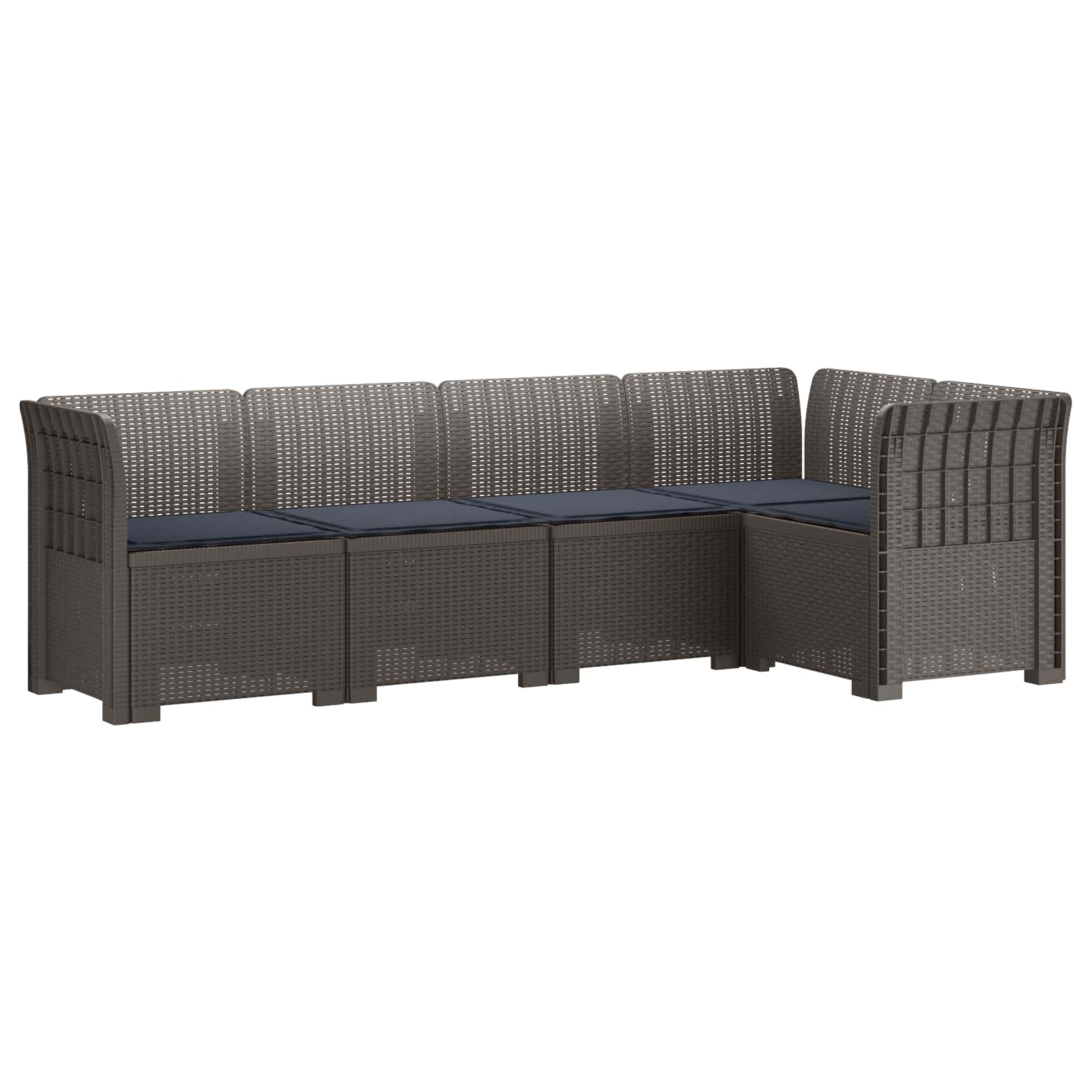 vidaXL 5-osobowa sofa ogrodowa z poduszkami w stylu rattanowym PP