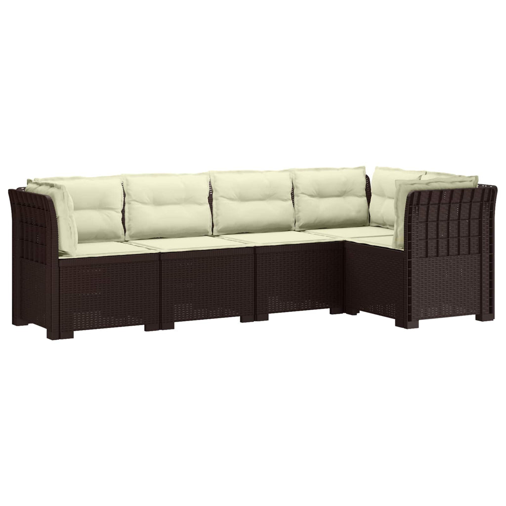 vidaXL 5-osobowa sofa ogrodowa z poduszkami w stylu rattanowym PP