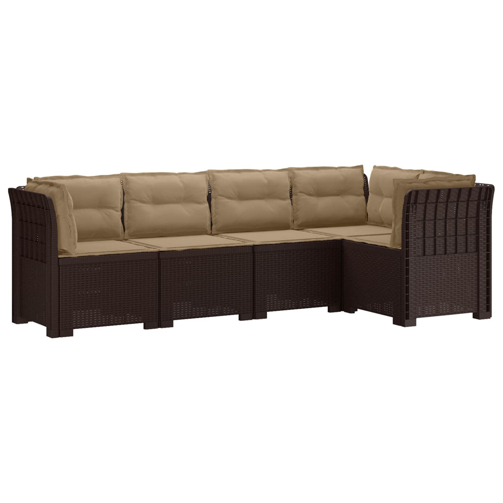 vidaXL 5-osobowa sofa ogrodowa z poduszkami w stylu rattanowym PP