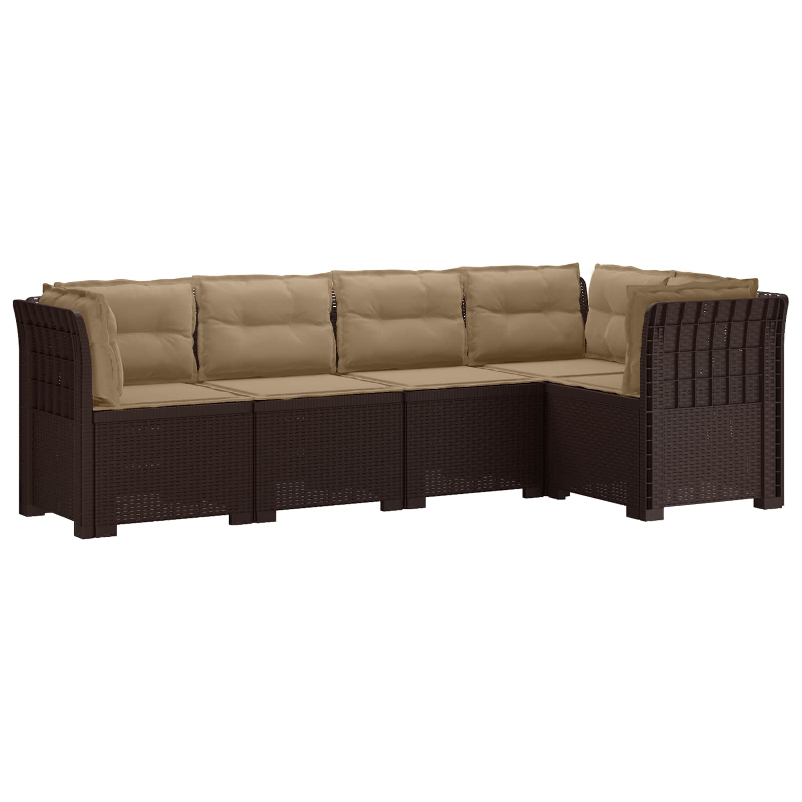vidaXL 5-osobowa sofa ogrodowa z poduszkami w stylu rattanowym PP