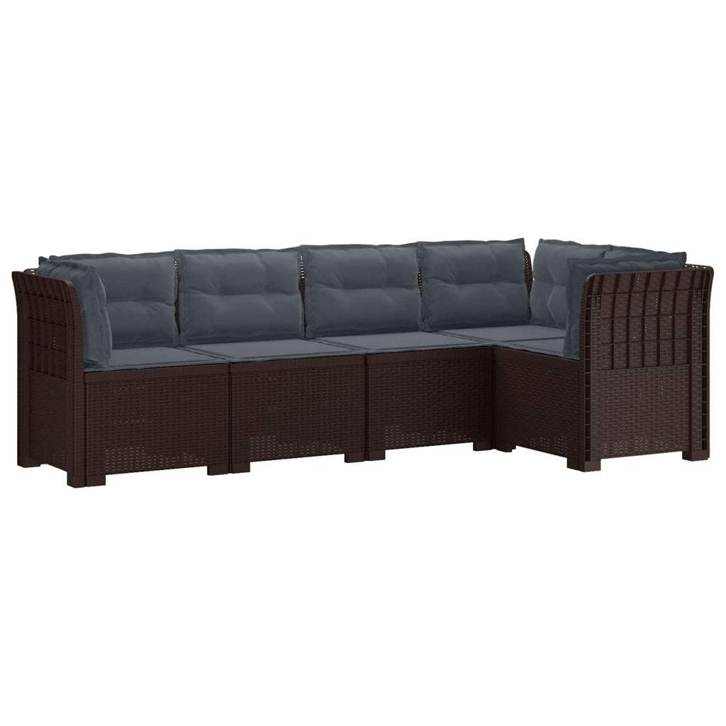 vidaXL 5-osobowa sofa ogrodowa z poduszkami w stylu rattanowym PP