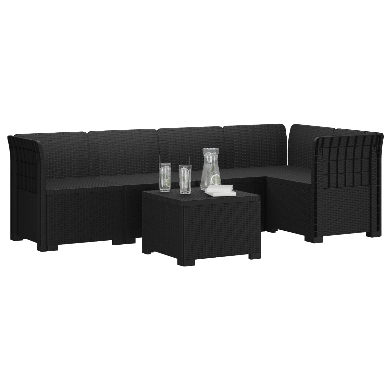 vidaXL 5-osobowa sofa ogrodowa w stylu rattanowym PP antracytowy