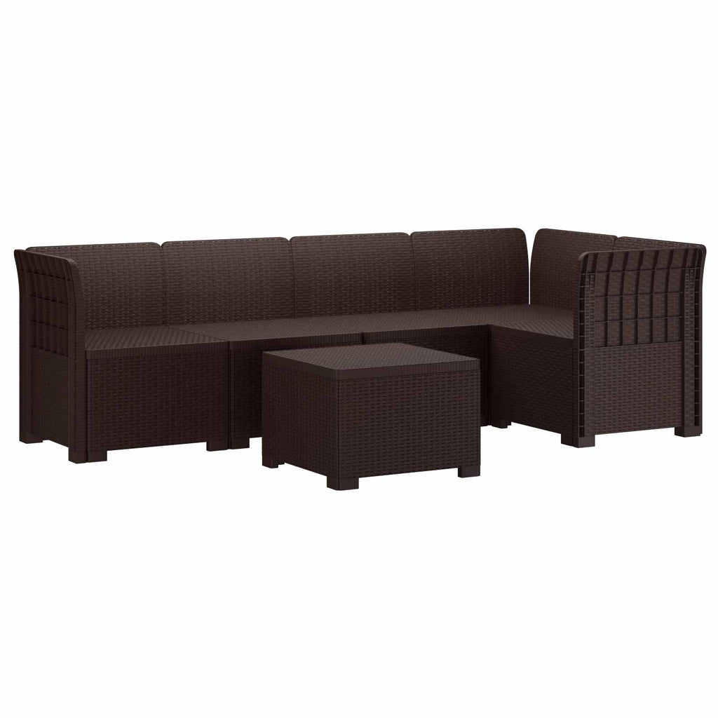 vidaXL 5-osobowa sofa ogrodowa w stylu rattanowym PP brązowy