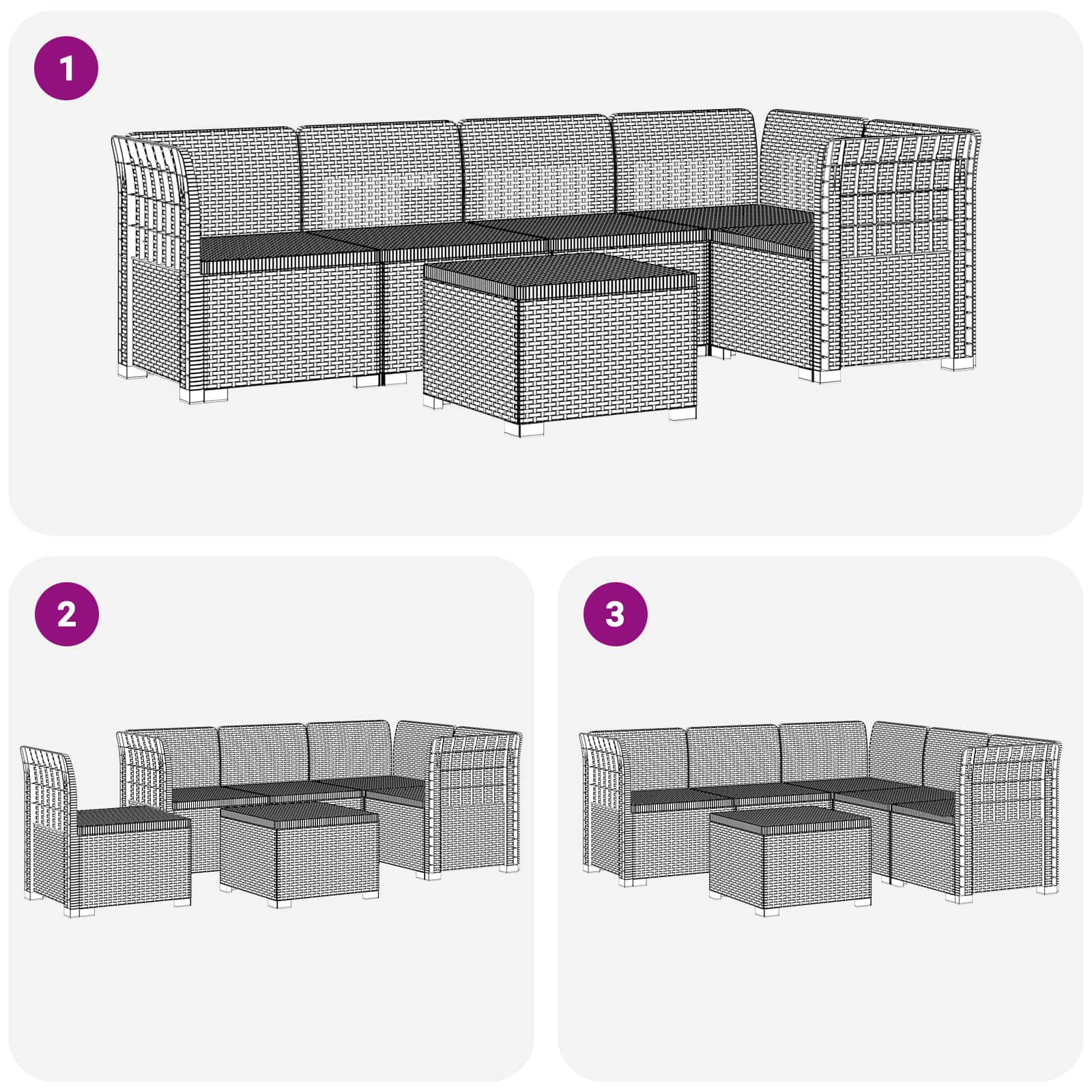 vidaXL 5-osobowa sofa ogrodowa w stylu rattanowym PP Biały