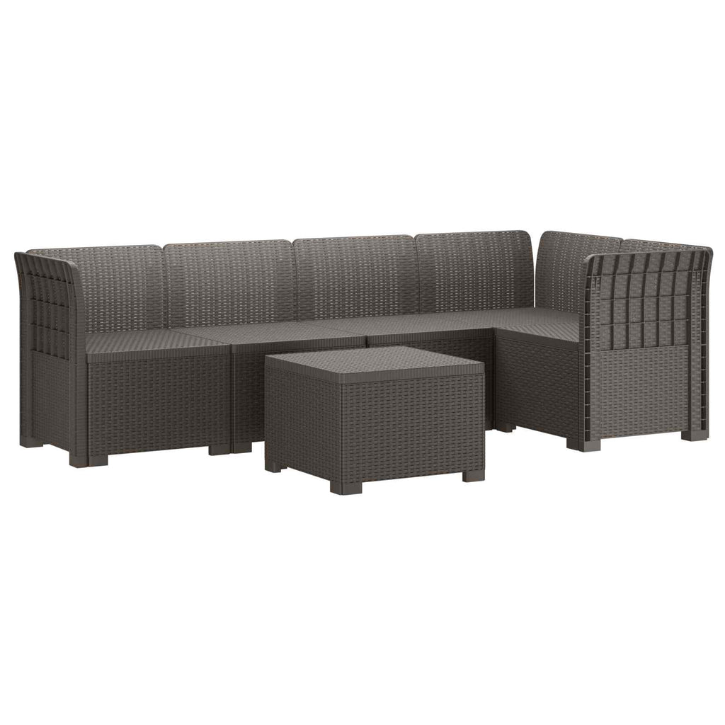 vidaXL 5-osobowa sofa ogrodowa w stylu rattanowym PP jasnoszary