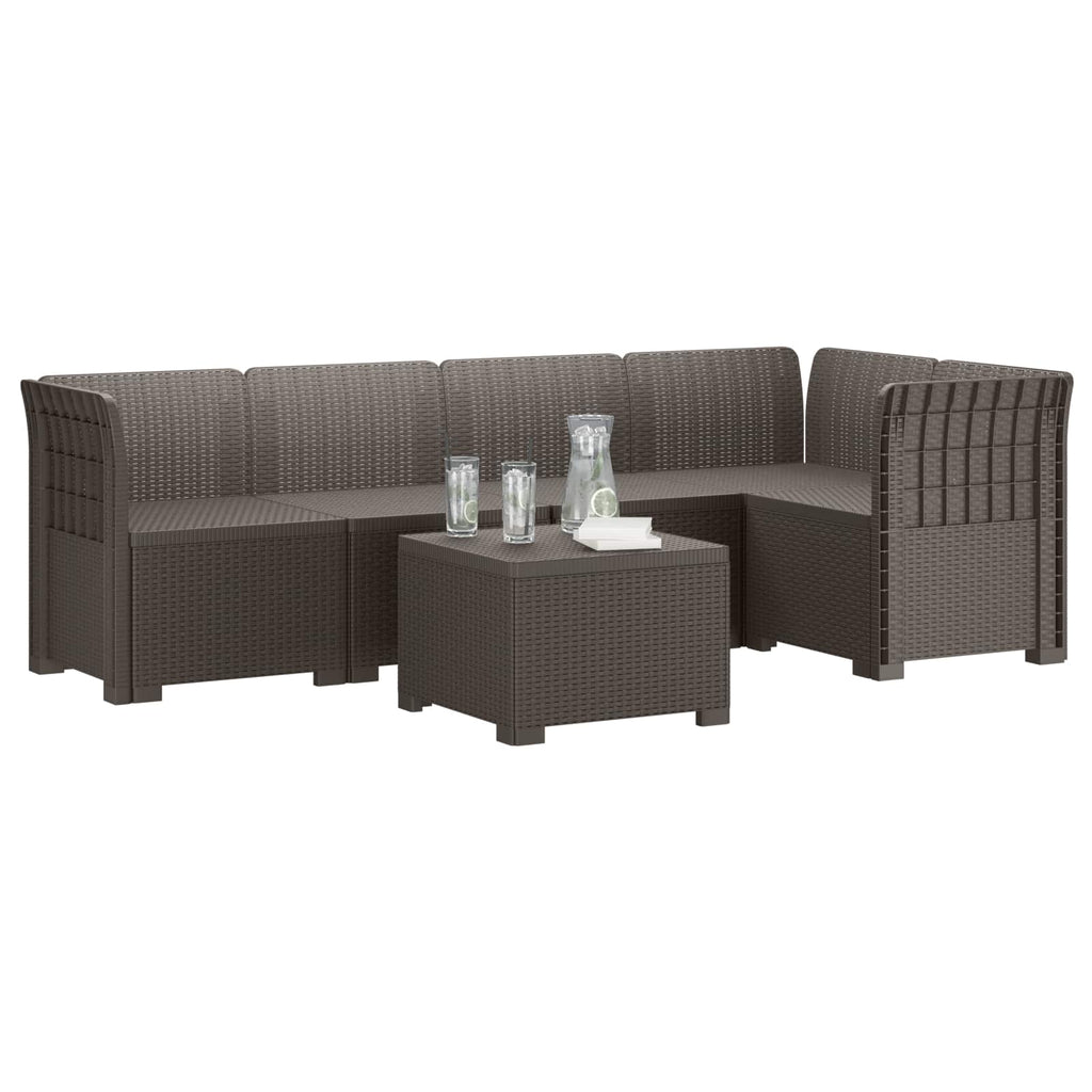 vidaXL 5-osobowa sofa ogrodowa w stylu rattanowym PP jasnoszary