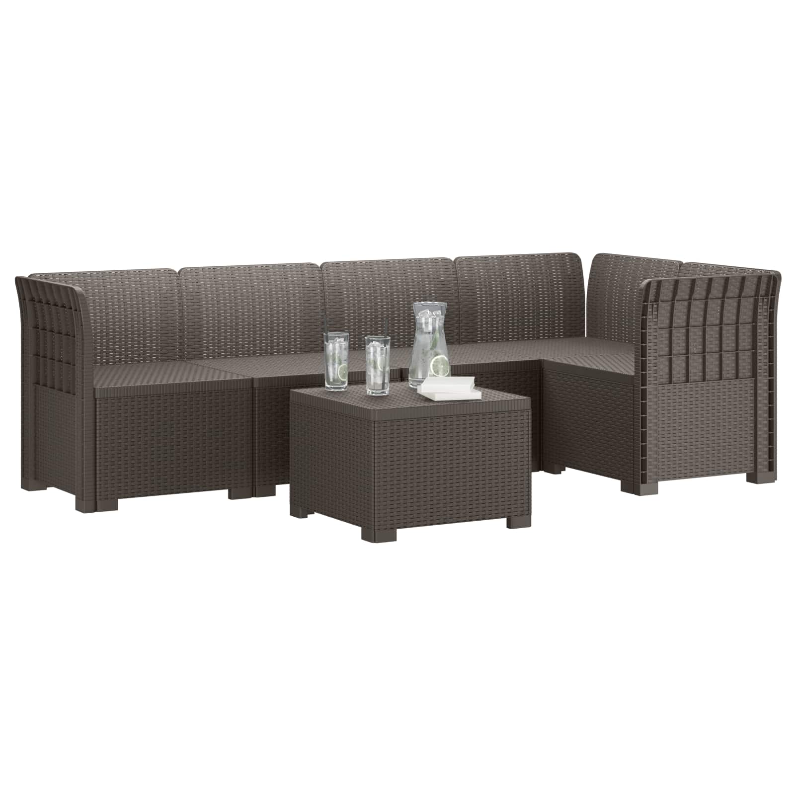 vidaXL 5-osobowa sofa ogrodowa w stylu rattanowym PP jasnoszary